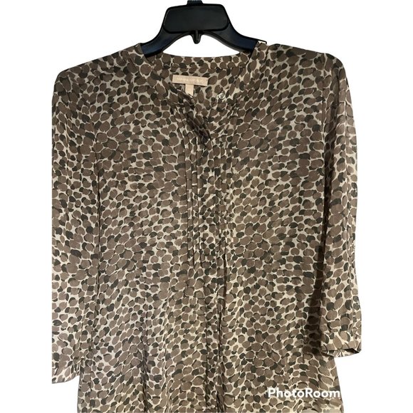 Banana Republic Cheetah Blouse Womens Medium 3/4 Sleeve Brown Print Career - Picture 9 of 9